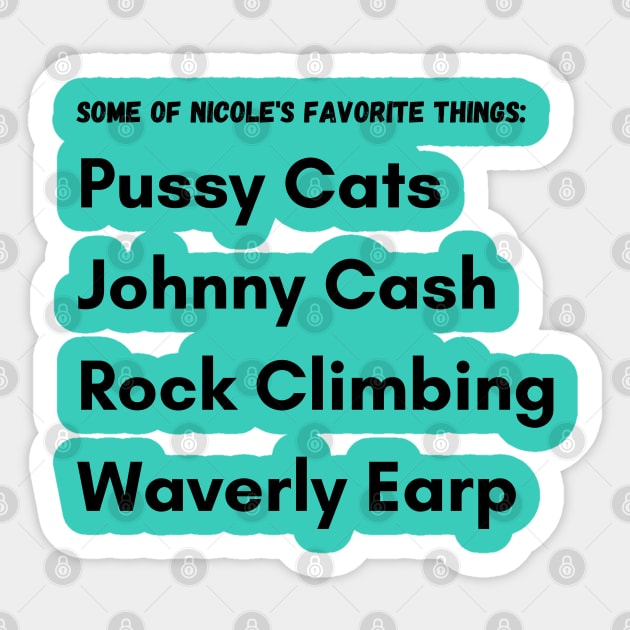 Some of Nicole's Favorite Things Sticker by Purgatory Mercantile